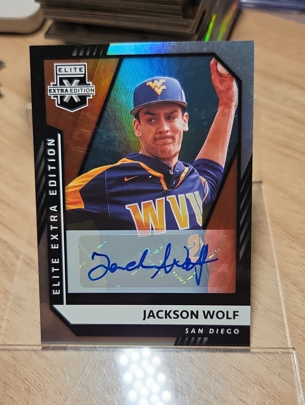 2021 Panini Elite Extra Edition Jackson Wolf Autograph Card - Blue, Gold, Black